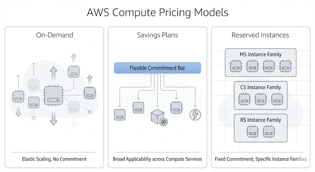 AWS compute pricing models infographic