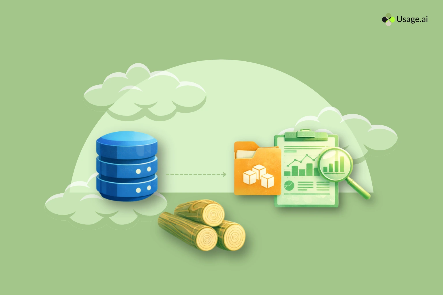 DynamoDB database exporting data to S3 for analytics, illustrating PITR-based export without impacting performance, with data flowing into reports and charts.