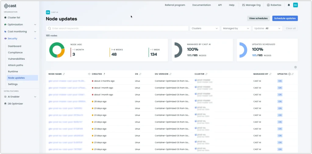 cast.ai dashboard