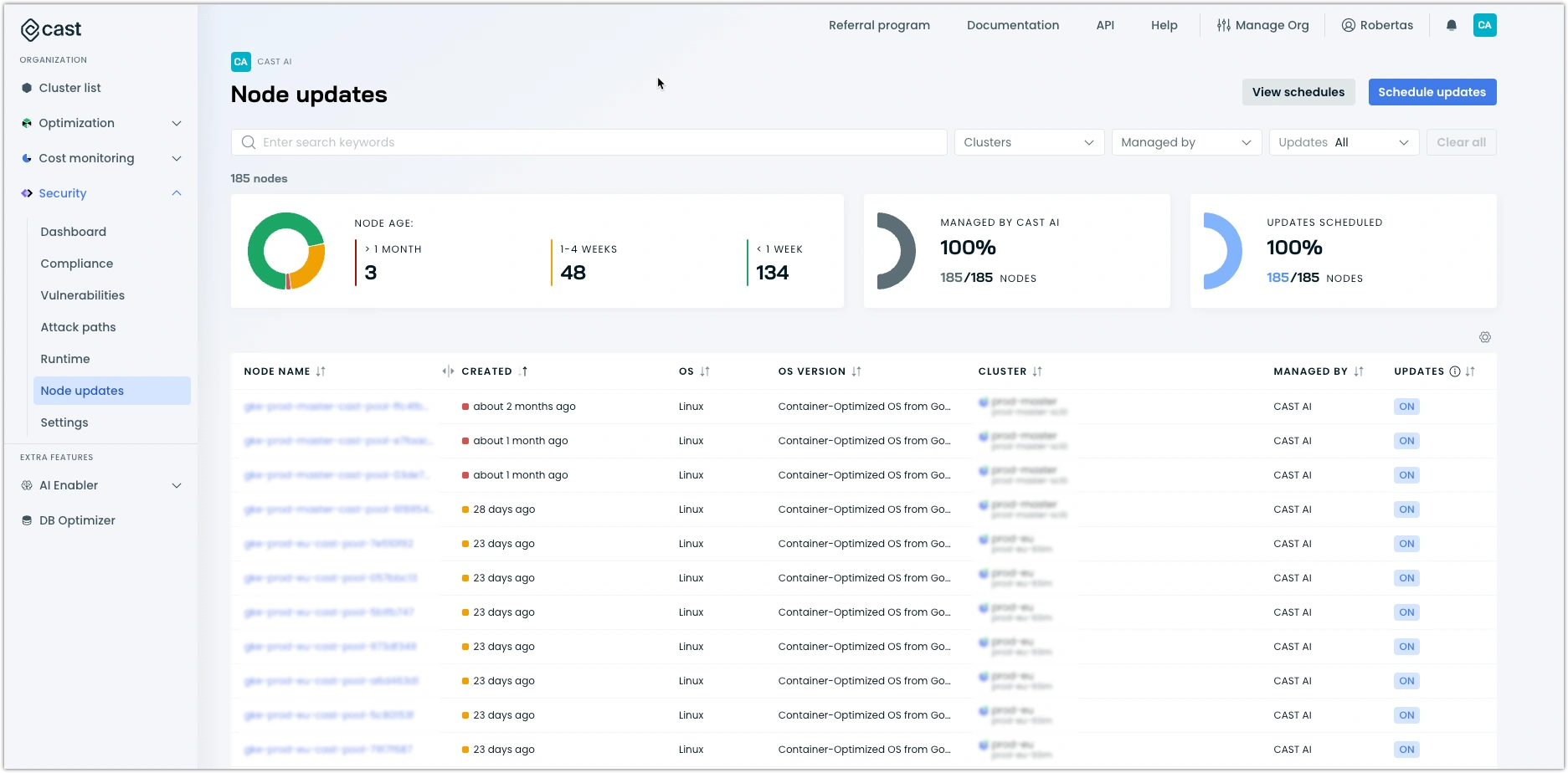 cast.ai dashboard