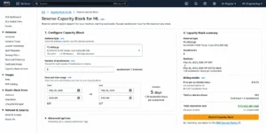 AWS console showing EC2 Capacity Blocks for ML reservation (1)