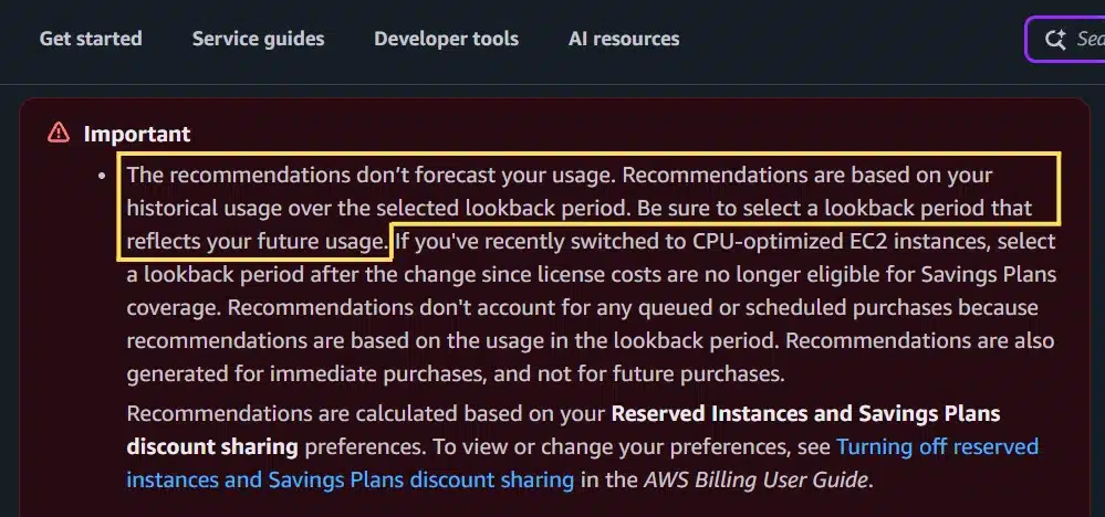 A screenshot of AWS Savings Plans User Guide