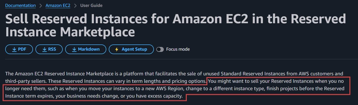 A screenshot of Reserved Instance Marketplace documentation.